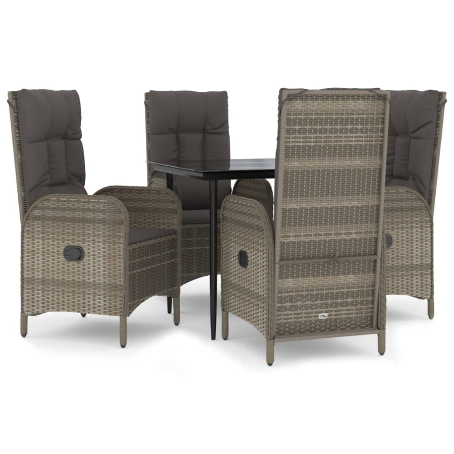 5-Delige Tuinset Met Kussens Poly Rattan Zwart En Grijs 1