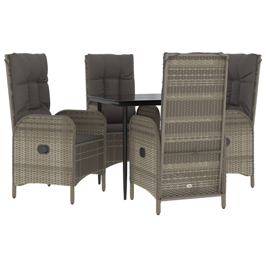 5-Delige Tuinset Met Kussens Poly Rattan Zwart En Grijs 1