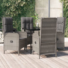 5-Piece Garden Set with Cushions Poly Rattan Black and Grey 1