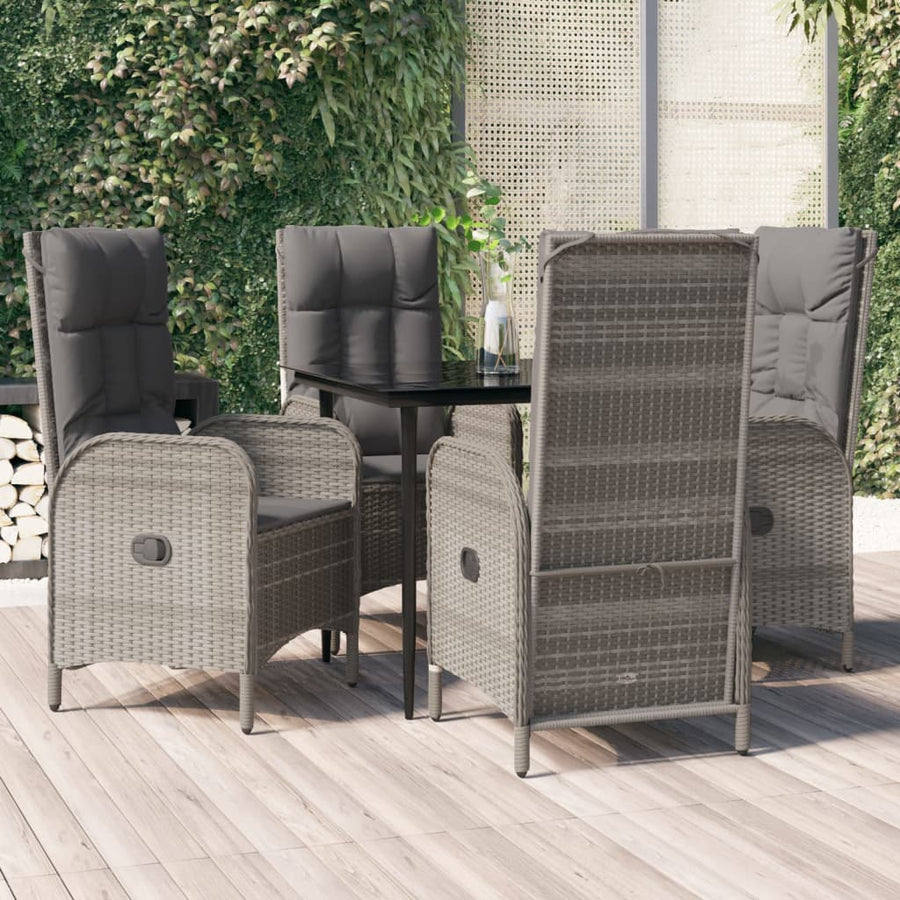 5-Delige Tuinset Met Kussens Poly Rattan Zwart En Grijs 1
