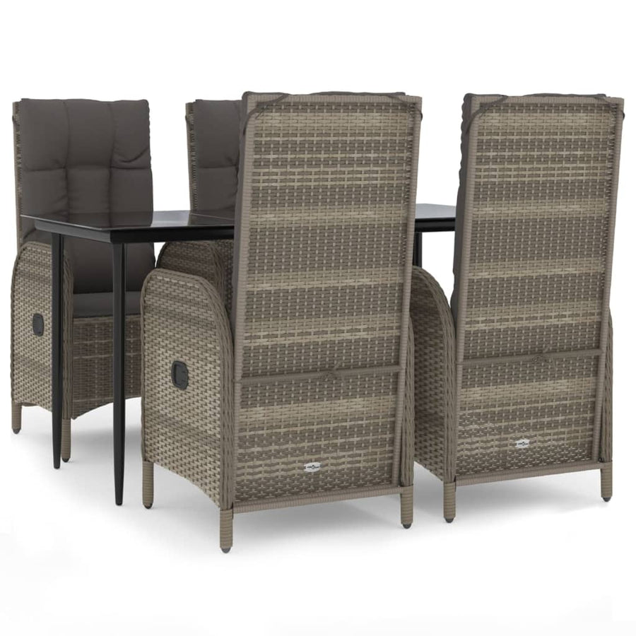 5-Delige Tuinset Met Kussens Poly Rattan Zwart En Grijs 1