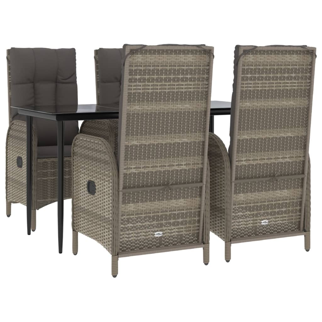 5-Delige Tuinset Met Kussens Poly Rattan Zwart En Grijs 1