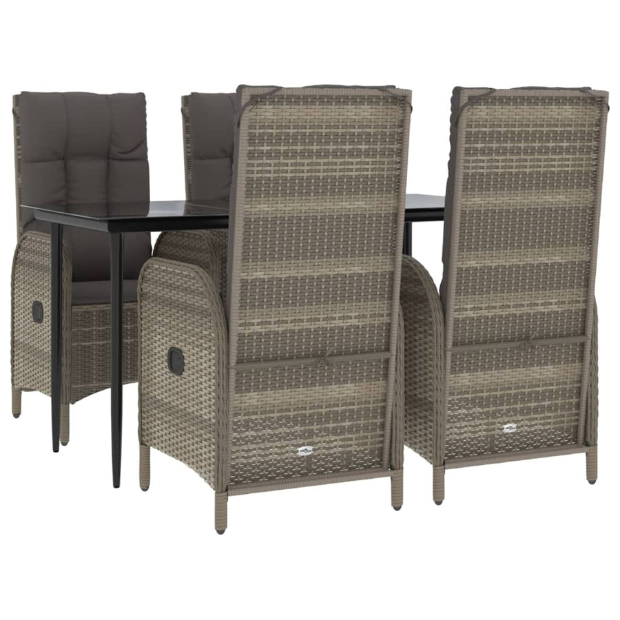 5-Delige Tuinset Met Kussens Poly Rattan Zwart En Grijs 1
