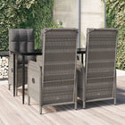 Tuinset 5-delig poly rattan zwart grijs