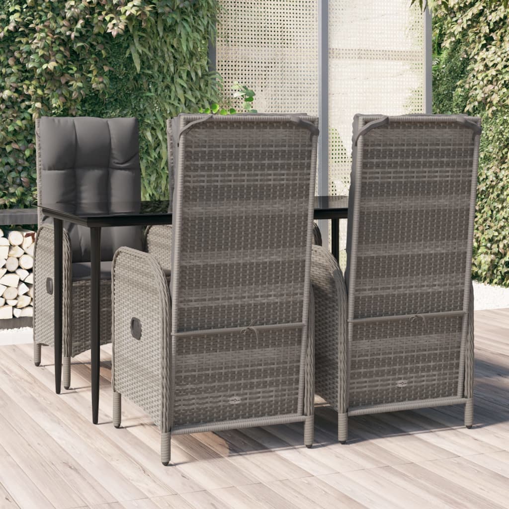 5-Delige Tuinset Met Kussens Poly Rattan Zwart En Grijs 1
