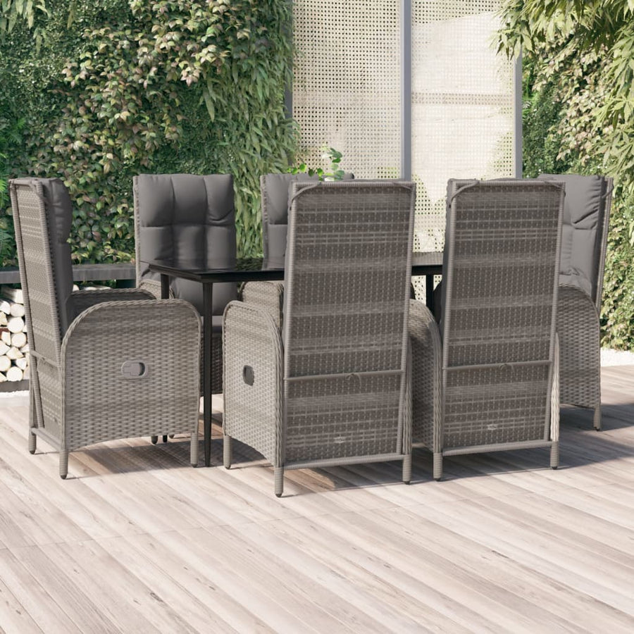 7-Delige Tuinset Met Kussens Poly Rattan Zwart En Grijs 1
