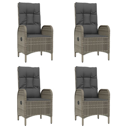5-Delige Tuinset Met Kussens Poly Rattan Zwart En Grijs 160 cm tafellengte 4x stoel + Tafel