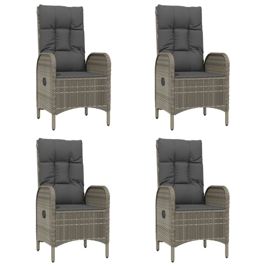 5-Delige Tuinset Met Kussens Poly Rattan Zwart En Grijs 160 cm tafellengte 4x stoel + Tafel