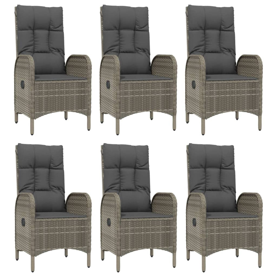 7-Delige Tuinset Met Kussens Poly Rattan Zwart En Grijs 160 cm tafellengte 6x stoel + Tafel