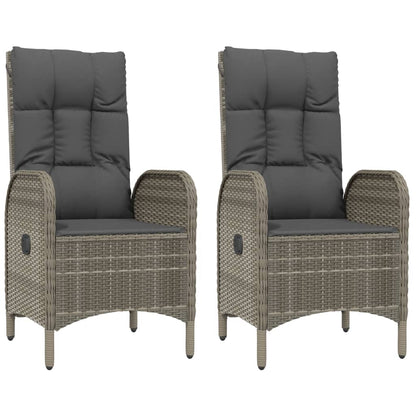 5-Delige Tuinset Met Kussens Poly Rattan Zwart En Grijs 80 cm tafellengte 2x stoel + 2x Fauteuil + Tafel