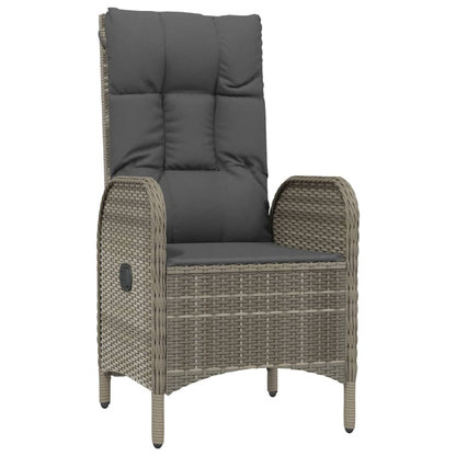 5-Delige Tuinset Met Kussens Poly Rattan Zwart En Grijs 80 cm tafellengte 2x stoel + 2x Fauteuil + Tafel
