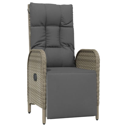 5-Delige Tuinset Met Kussens Poly Rattan Zwart En Grijs 80 cm tafellengte 2x stoel + 2x Fauteuil + Tafel
