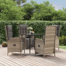 5-Delige Tuinset Met Kussens Poly Rattan Zwart En Grijs 80 cm tafellengte 2x stoel + 2x Fauteuil + Tafel