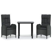 3-Delige Tuinset Met Kussens Poly Rattan Zwart 1 80 cm tafellengte