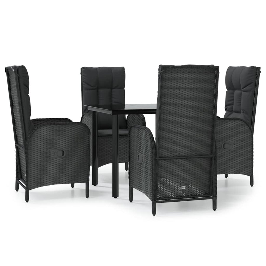 5-Delige Tuinset Met Kussens Poly Rattan Zwart 1 80 cm tafellengte