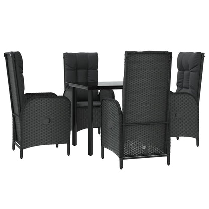 5-Delige Tuinset Met Kussens Poly Rattan Zwart 1 80 cm tafellengte