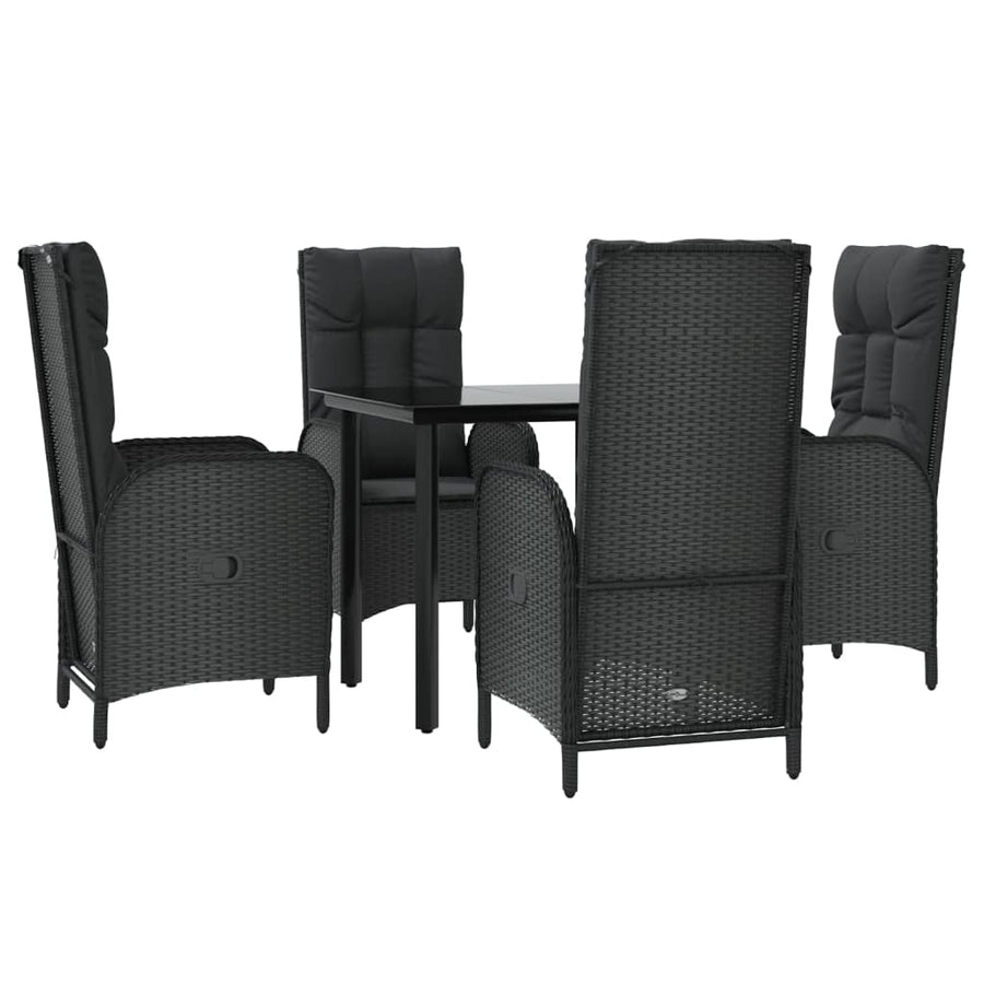 5-Delige Tuinset Met Kussens Poly Rattan Zwart 1 80 cm tafellengte