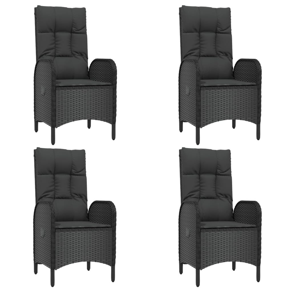 5-Delige Tuinset Met Kussens Poly Rattan Zwart 1 80 cm tafellengte