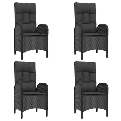 5-Delige Tuinset Met Kussens Poly Rattan Zwart 1 80 cm tafellengte