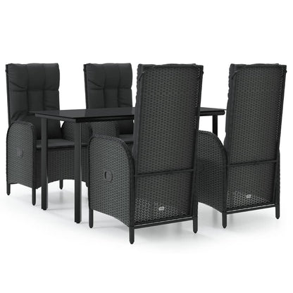 5-Delige Tuinset Met Kussens Poly Rattan Zwart 1