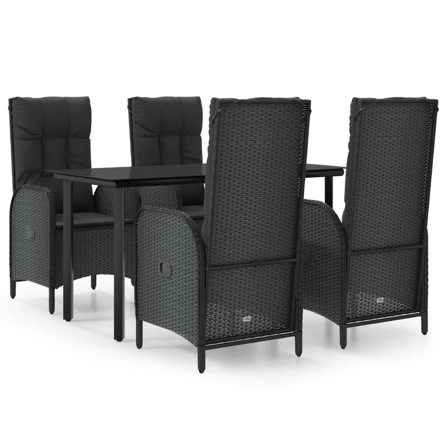 5-Delige Tuinset Met Kussens Poly Rattan Zwart 1