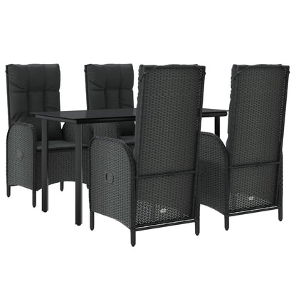 5-Delige Tuinset Met Kussens Poly Rattan Zwart 1