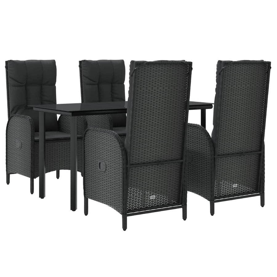5-Delige Tuinset Met Kussens Poly Rattan Zwart 1