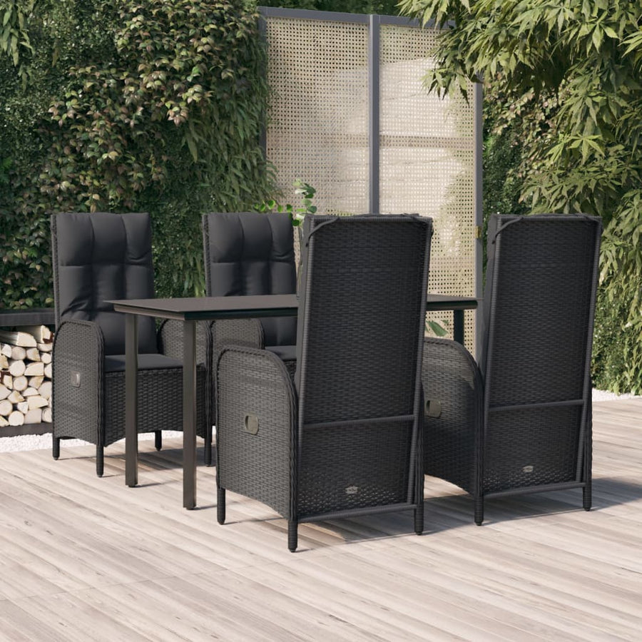 5-Delige Tuinset Met Kussens Poly Rattan Zwart 1
