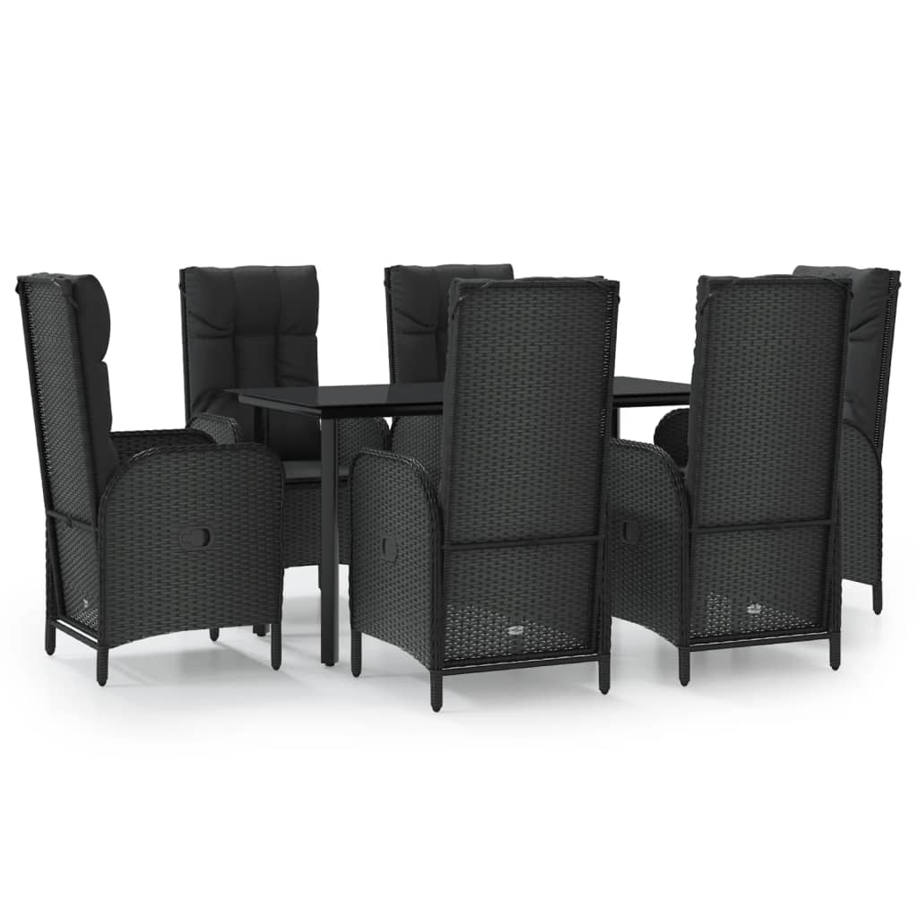 7-Delige Tuinset Met Kussens Poly Rattan Zwart 1