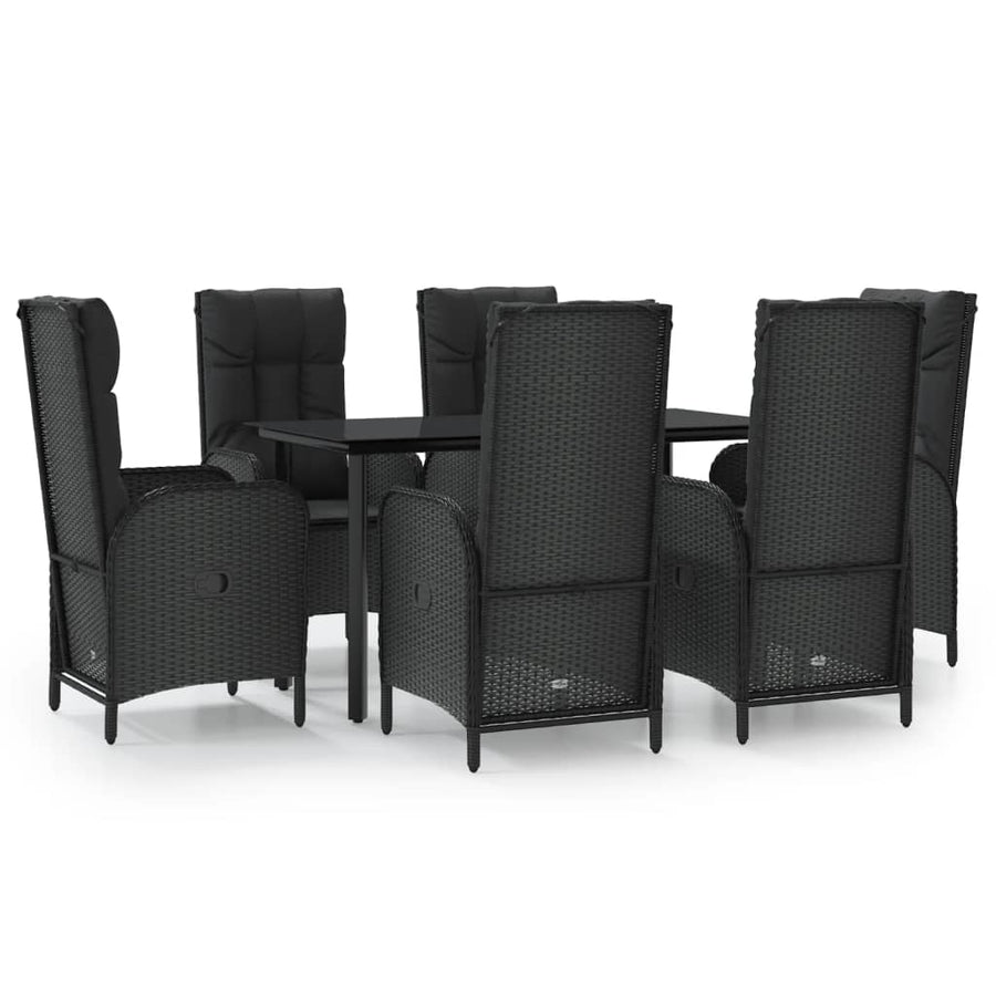 7-Delige Tuinset Met Kussens Poly Rattan Zwart 1
