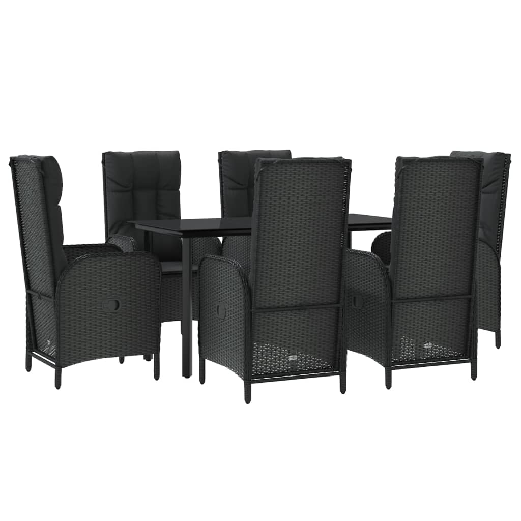 7-Delige Tuinset Met Kussens Poly Rattan Zwart 1
