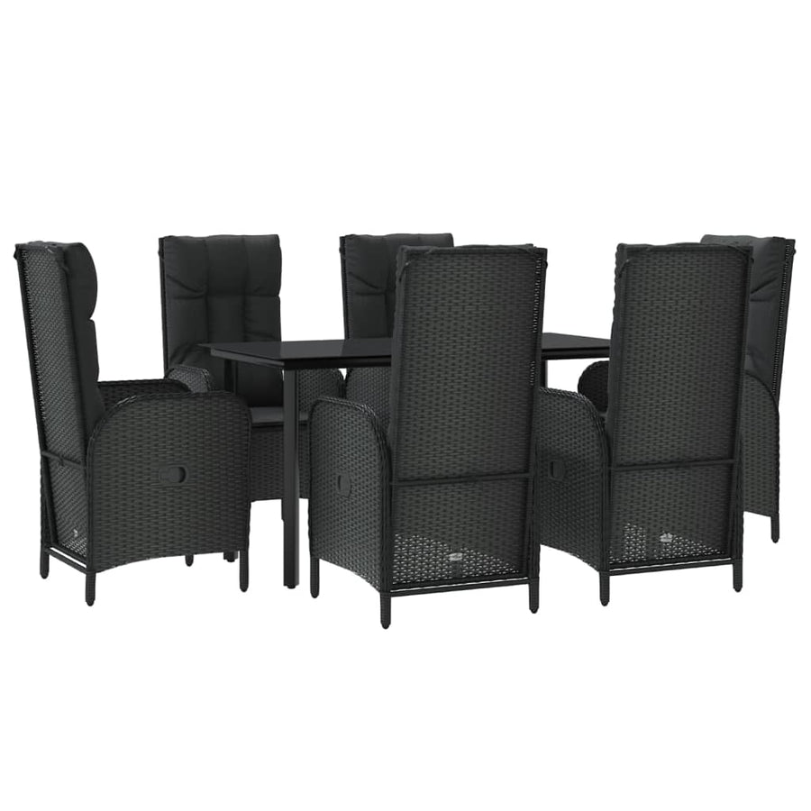 7-Delige Tuinset Met Kussens Poly Rattan Zwart 1