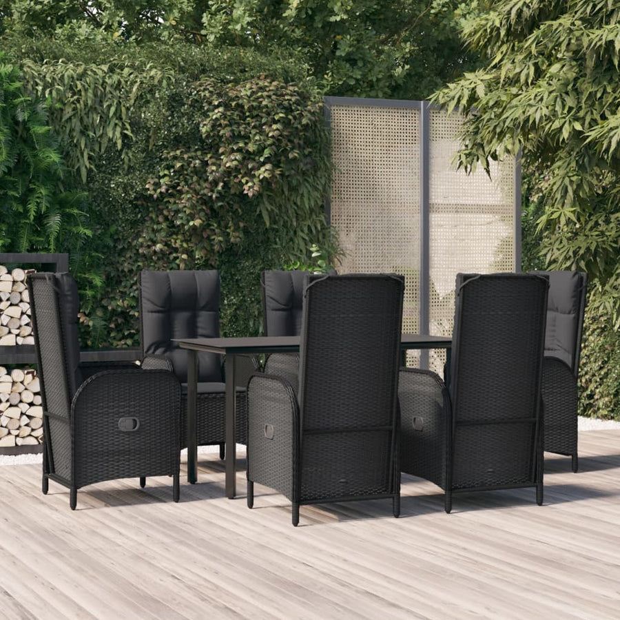 7-Delige Tuinset Met Kussens Poly Rattan Zwart 1