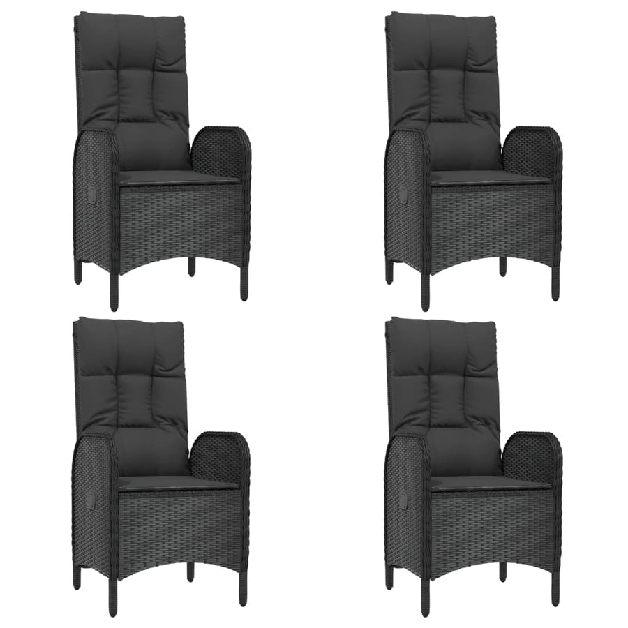 5-Delige Tuinset Met Kussens Poly Rattan Zwart 160 cm tafellengte 4x stoel + Tafel