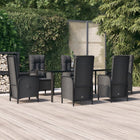 Tuinset 7-delig poly rattan zwart met kussens