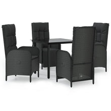 5-Delige Tuinset Met Kussens Poly Rattan Zwart 80 cm tafellengte 2x stoel + 2x Fauteuil + Tafel