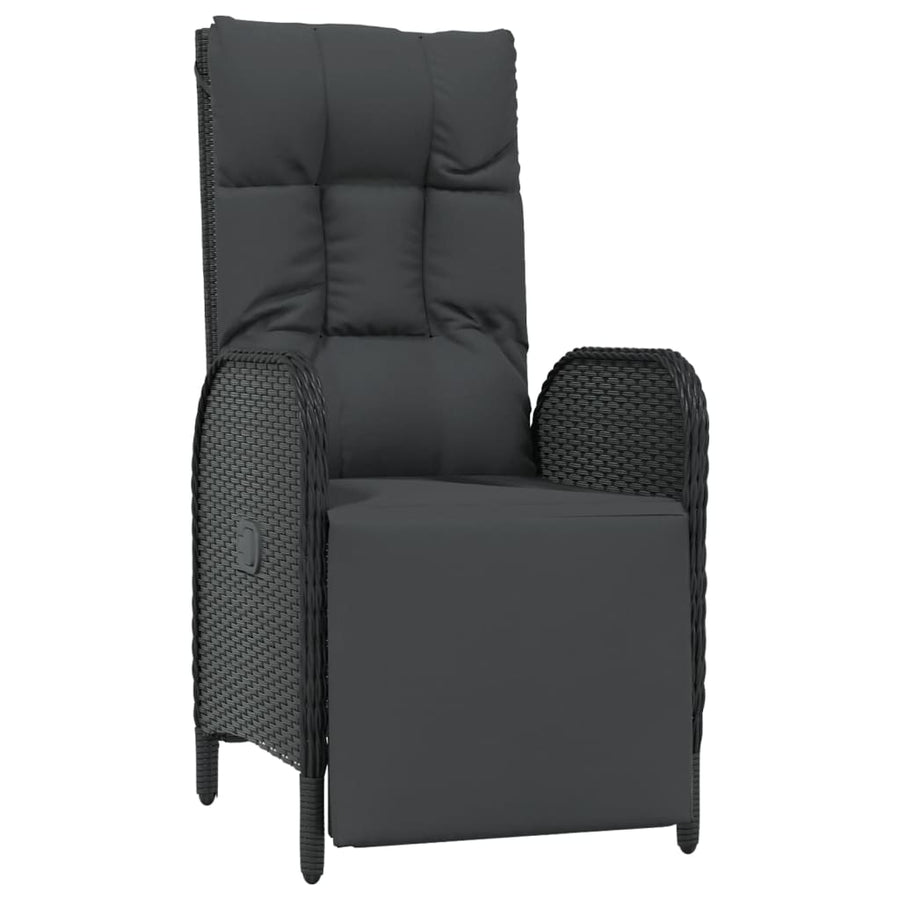 5-Delige Tuinset Met Kussens Poly Rattan Zwart 80 cm tafellengte 2x stoel + 2x Fauteuil + Tafel