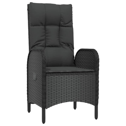 5-Delige Tuinset Met Kussens Poly Rattan Zwart 80 cm tafellengte 2x stoel + 2x Fauteuil + Tafel