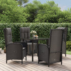 Tuinset 5-delig poly rattan zwart met kussens