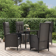 Tuinset 5-delig poly rattan zwart met kussens