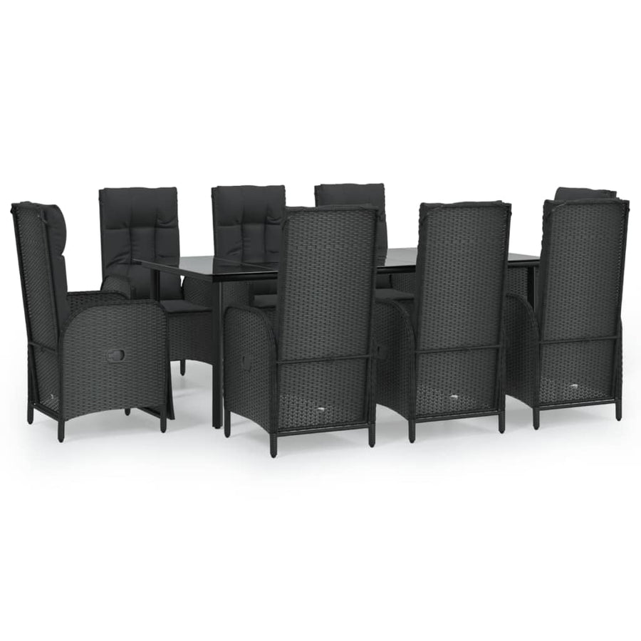 9-Delige Tuinset Poly Rattan Zwart 1 200 cm tafellengte