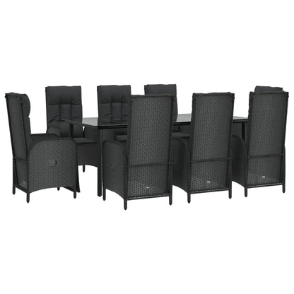 9-Delige Tuinset Poly Rattan Zwart 1 200 cm tafellengte