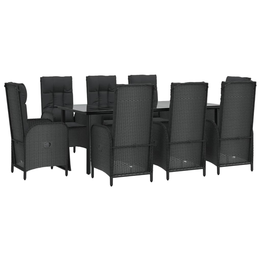 9-Delige Tuinset Poly Rattan Zwart 1 200 cm tafellengte