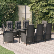 Tuinset 9-delig poly rattan zwart