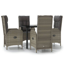 5-Delige Tuinset Met Kussens Poly Rattan Zwart En Grijs 1 80 cm tafellengte