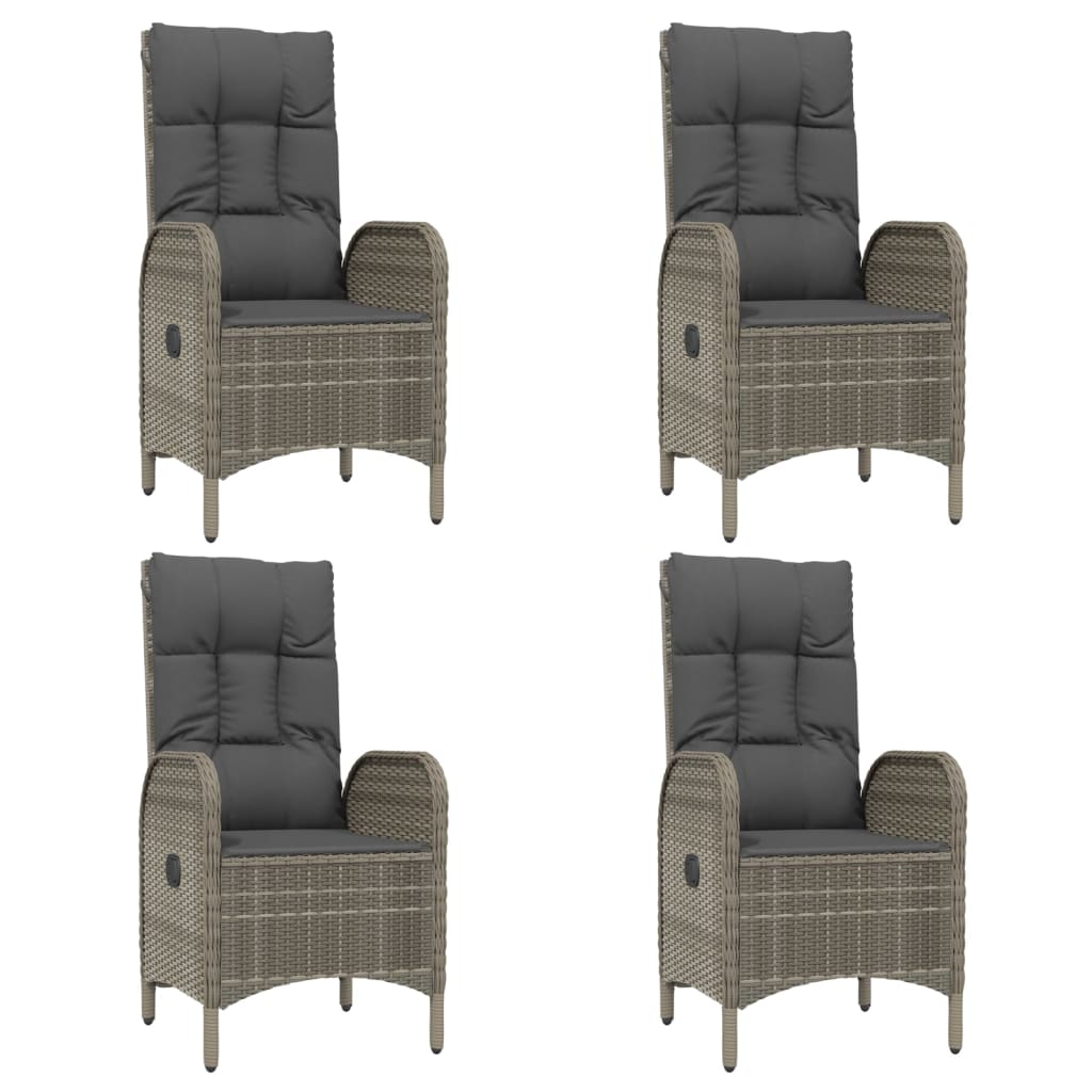 5-Delige Tuinset Met Kussens Poly Rattan Zwart En Grijs 1 80 cm tafellengte