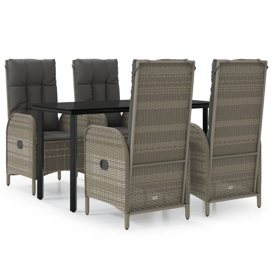5-Delige Tuinset Met Kussens Poly Rattan Zwart En Grijs 1