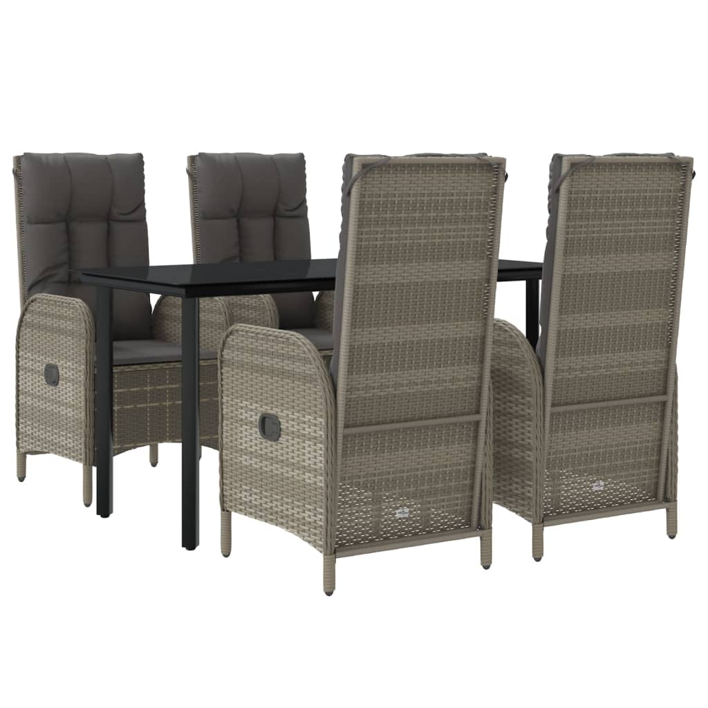 5-Delige Tuinset Met Kussens Poly Rattan Zwart En Grijs 1