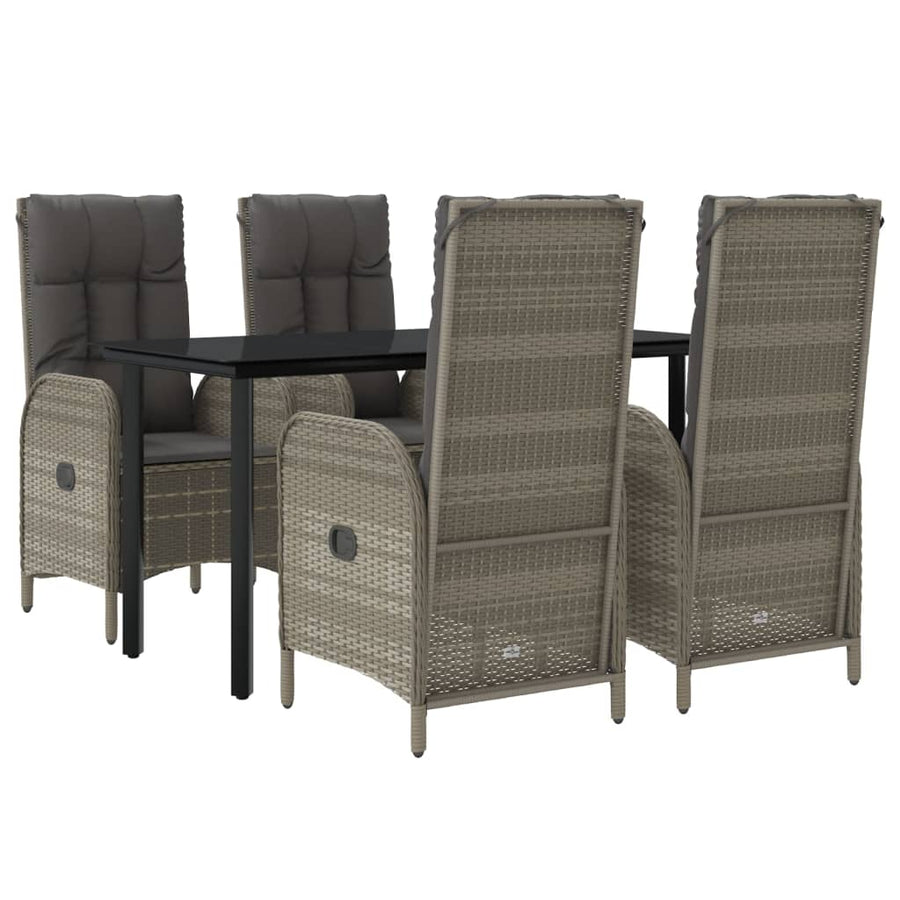 5-Delige Tuinset Met Kussens Poly Rattan Zwart En Grijs 1