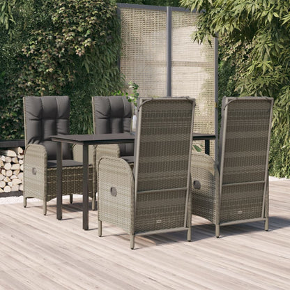 5-Delige Tuinset Met Kussens Poly Rattan Zwart En Grijs 1